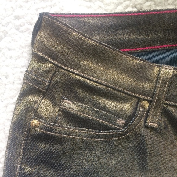 Kate Spade Broome Street Gold Metallic Denim Jeans - Picture 8 of 11